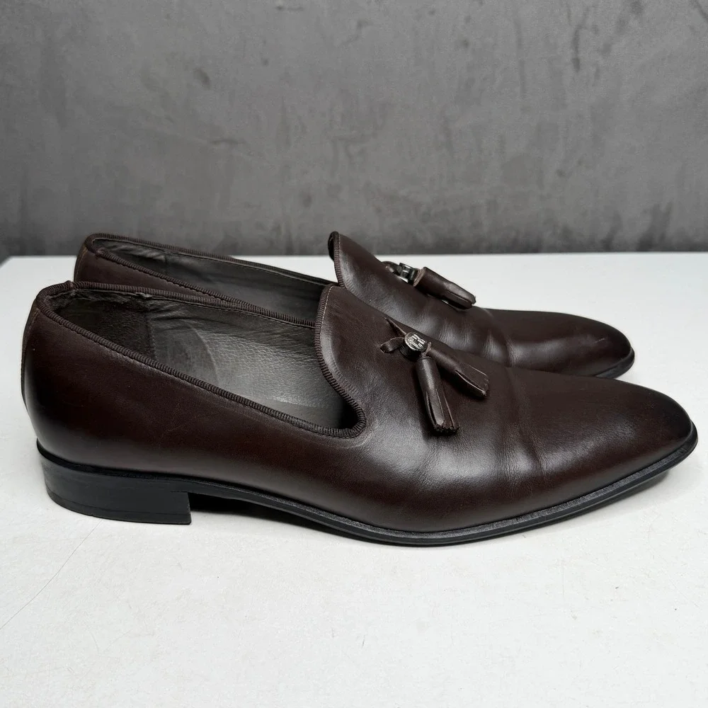 CR7 Cristiano Ronaldo Tassel Loafers Men 10 Dark Brown Leather Shoes Portugal
